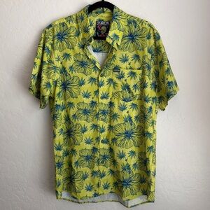 Dixxon Men's Maui Waui Short Sleeve Party Shirt Hibiscus‎ Green Medium
